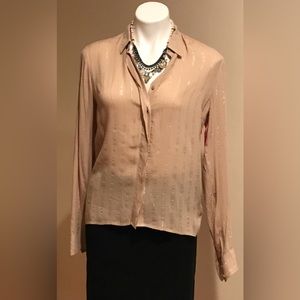 Express Tan Gold Stripes Button Down Collar NWT Size XS